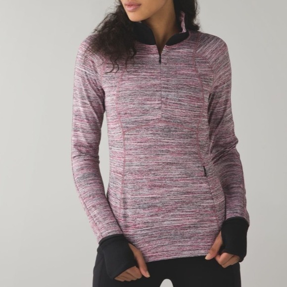 Lululemon Runderful 1/2 Zip Space Dye Camo Berry Rumble Multi / Black - Picture 7 of 7